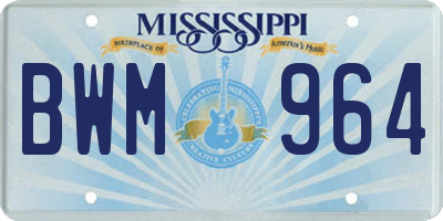 MS license plate BWM964