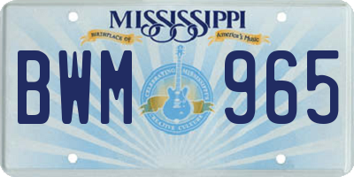 MS license plate BWM965