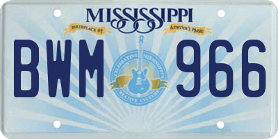 MS license plate BWM966
