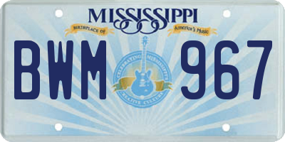 MS license plate BWM967