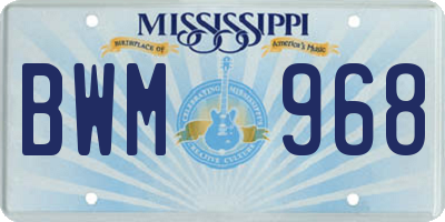 MS license plate BWM968