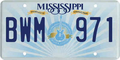 MS license plate BWM971