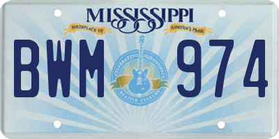 MS license plate BWM974