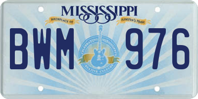 MS license plate BWM976
