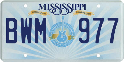 MS license plate BWM977