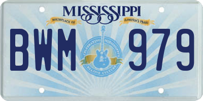 MS license plate BWM979