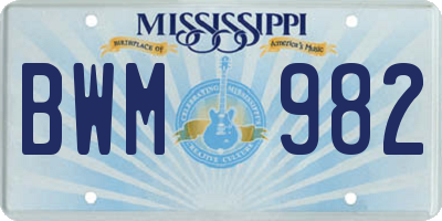 MS license plate BWM982
