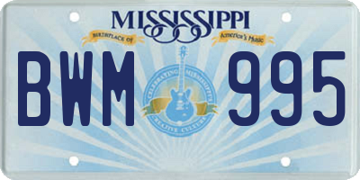 MS license plate BWM995