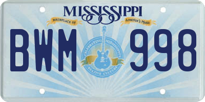 MS license plate BWM998