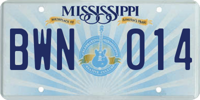 MS license plate BWN014