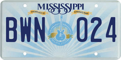 MS license plate BWN024