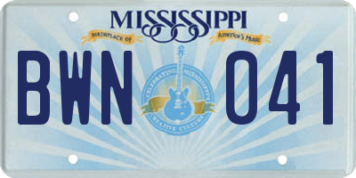 MS license plate BWN041