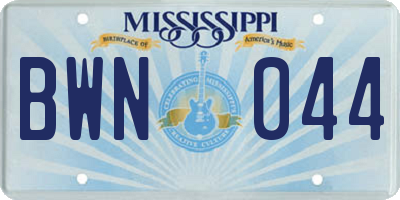 MS license plate BWN044