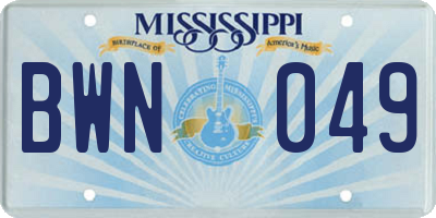 MS license plate BWN049