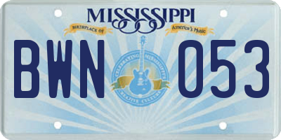 MS license plate BWN053