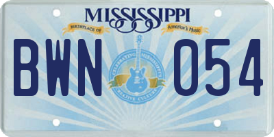 MS license plate BWN054