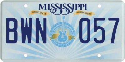 MS license plate BWN057