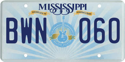 MS license plate BWN060