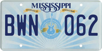 MS license plate BWN062