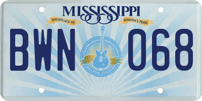 MS license plate BWN068