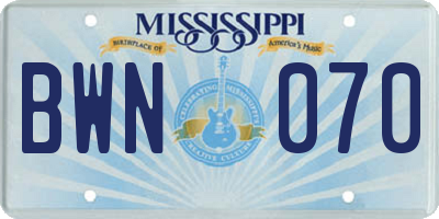 MS license plate BWN070