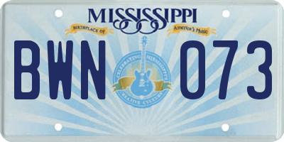 MS license plate BWN073