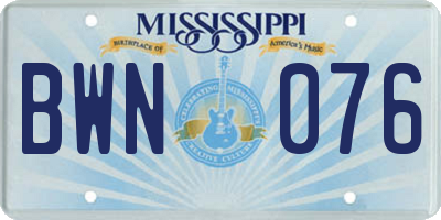 MS license plate BWN076