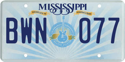 MS license plate BWN077