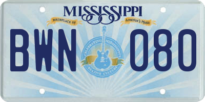 MS license plate BWN080