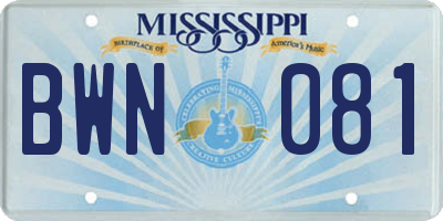 MS license plate BWN081