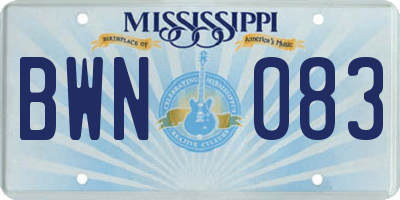 MS license plate BWN083