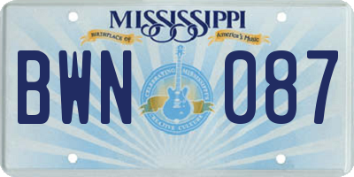 MS license plate BWN087