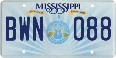 MS license plate BWN088