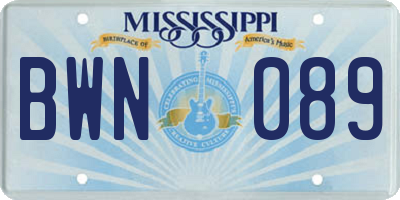 MS license plate BWN089