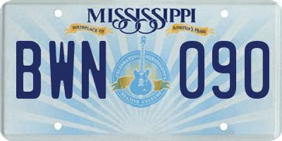 MS license plate BWN090