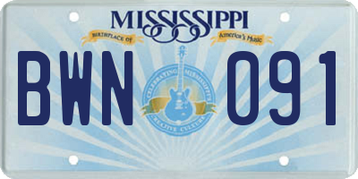 MS license plate BWN091