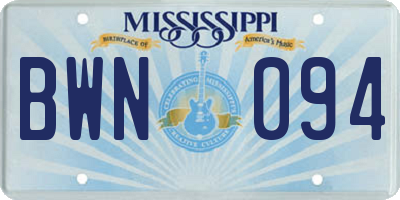 MS license plate BWN094
