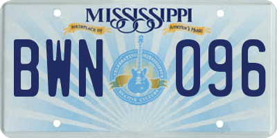 MS license plate BWN096