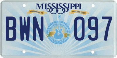 MS license plate BWN097