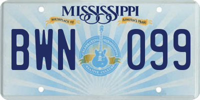 MS license plate BWN099