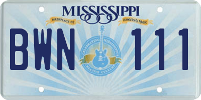 MS license plate BWN111