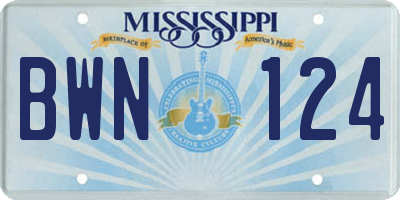 MS license plate BWN124