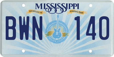 MS license plate BWN140