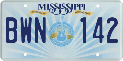 MS license plate BWN142