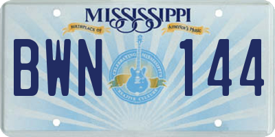 MS license plate BWN144
