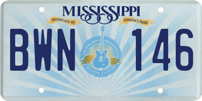 MS license plate BWN146