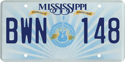 MS license plate BWN148