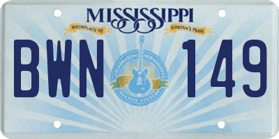 MS license plate BWN149