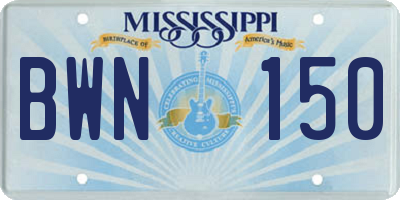 MS license plate BWN150