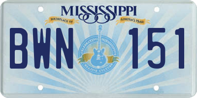 MS license plate BWN151